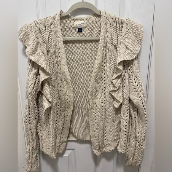 Universal Thread Sweaters - Universal Thread Cream Cardigan with Ruffle Accents